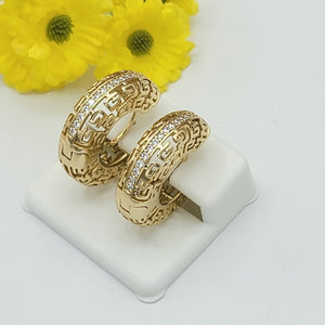 Earrings - 14K Gold Plated. Greek Symbols Hoops. *Premium Q*