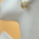 Earrings - 14K Gold Plated. Greek Design. Clear Crystals. Round Huggies. *Premium Q*
