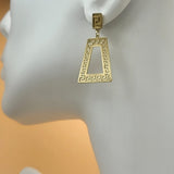 Earrings - Stainless Steel - Gold Plated. Greek Key