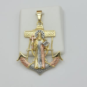 Pendants - Tri Color Gold Plated. Saint Benedict Anchor. San Benito. *Premium Q*
