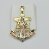 Pendants - Tri Color Gold Plated. Saint Benedict Anchor. San Benito. *Premium Q*