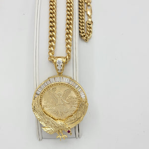 Pendants - 14K Gold Plated. Mexican Eagle Centenario CZ. *PQ* (1 Piece) (Optional Pendant Only)