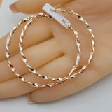 Earrings - 18K Gold Plated. Twisted Hoops 2.25in D *Premium Q*