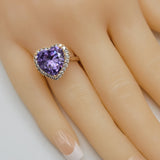 Rings - 18K Gold Plated. Purple Crystal Heart Ring. *Premium Q*