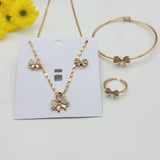 Sets - 18K Gold Plated. Heart Bow Set For Kids Girls. *Premium Q*