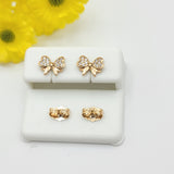 Sets - 18K Gold Plated. Heart Bow Set For Kids Girls. *Premium Q*