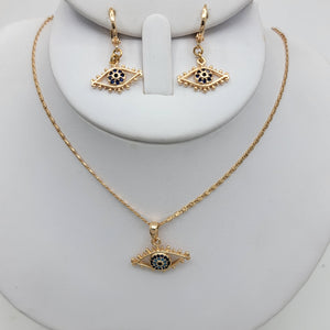 Sets - 18K Gold Plated. Blue Crystals Eyes. Necklace - Pendant *Premium Q*