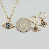 Sets - 18K Gold Plated. Blue Crystals Eyes. Necklace - Pendant *Premium Q*