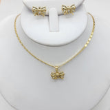 Sets - 14K Gold Plated. Clear Crystals Bow Set. *Premium Q*