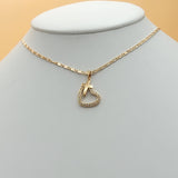CLOSEOUT* Sets - 18K Gold Plated. Clear Crystals Heart w Cross. Necklace - Pendant *Premium Q*
