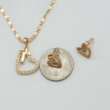 CLOSEOUT* Sets - 18K Gold Plated. Clear Crystals Heart w Cross. Necklace - Pendant *Premium Q*