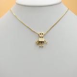 Necklace - 14K Gold Plated. Robot Pendant & Chain. (Optional Pendant Only) *Premium Q*