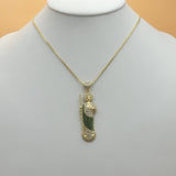 Necklace - 14K Gold Plated. Saint Jude. Green Crystals. San Judas. (Optional Pendant Only). Premium Q