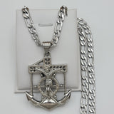 Necklace - Stainless Steel. Jesus Anchor Crucifix Cross Pendant - Chain.  *Premium Q*