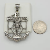 Necklace - Stainless Steel. Jesus Anchor Crucifix Cross Pendant - Chain.  *Premium Q*