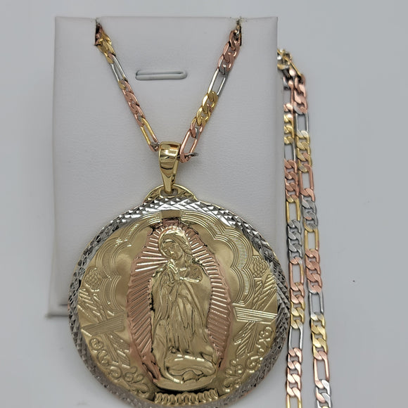 Pendants - Tri Color Gold Plated. Our Lady of Guadalupe. *Premium Q* (Optional Pendant Only)