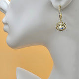 Earrings - 14K Gold Plated. Evil Eye Hoops. *Premium Q*