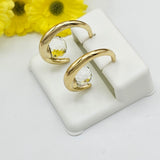 Earrings - 14K Gold Plated. AB Ball Crystal - Hoops * Premium Q*