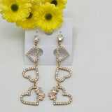 Earrings - 18K Gold Plated. Clear Crystals Butterfly Long Earrings. *Premium Q*