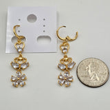 Earrings - 14K Gold Plated. Swans Couple - Heart - Flower Long Earrings.