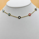 Necklace - Stainless Steel. Gold Plated. Multicolor Eyes Necklace - Hearts. *Premium Q*