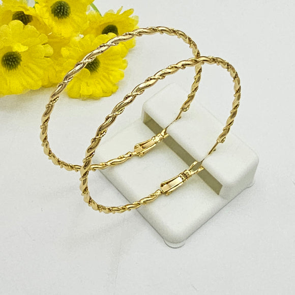 Earrings - 14K Gold Plated. Twisted Hoops. 2in D. *Premium Q*