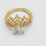 Rings - 14K Gold Plated. Clear Crystals Spider Web. *Premium Q*