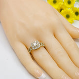 Rings - 14K Gold Plated. Clear Crystals Square. *Premium Q*