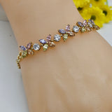 Bracelets - 14K Gold Plated. Multicolor crystals Flowers. *Premium Q*