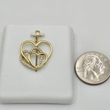 Pendants - 14K Gold Plated. Triple Linked Heart with crystals.  *Premium Q*