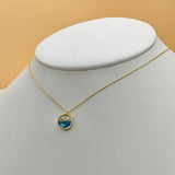 Necklace - 14K Gold Plated. Dolphins - Ocean.  *Premium Q*