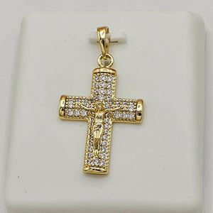 Pendants - 14K Gold Plated. Crucifix Jesus Christ Cross. *Premium Q*