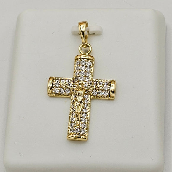 Pendants - 14K Gold Plated. Crucifix Jesus Christ Cross. *Premium Q*