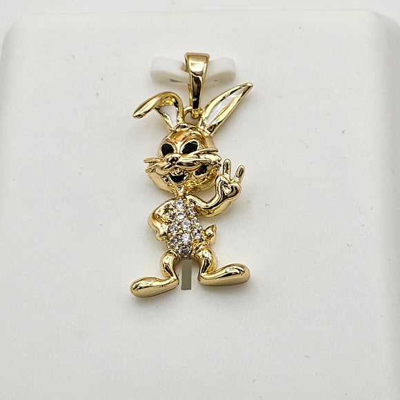 Pendants - 14K Gold Plated. rabbit with crystals. *Premium Q*