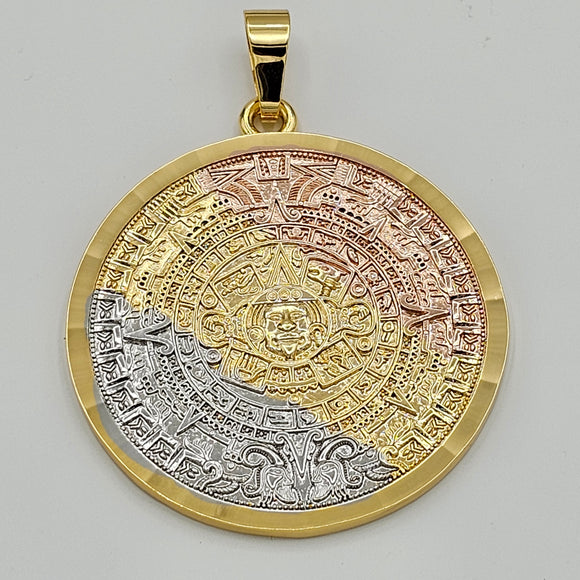 Pendants - Tri Color Gold Plated. Mexican Aztec Calendar. Calendario Azteca. *Premium Q