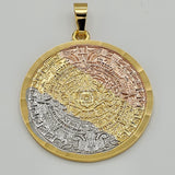 Pendants - Tri Color Gold Plated. Mexican Aztec Calendar. Calendario Azteca. *Premium Q