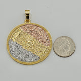 Pendants - Tri Color Gold Plated. Mexican Aztec Calendar. Calendario Azteca. *Premium Q