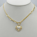 Sets - 14K Gold Plated.  Heart Pendant Fancy Necklace - Earrings Set. *Premium Q*