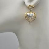Sets - 14K Gold Plated.  Heart Pendant Fancy Necklace - Earrings Set. *Premium Q*