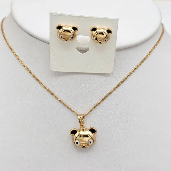 CLOSEOUT* Sets - 18K Gold Plated. Panda Bear Set For Kids Girls. *Premium Q*