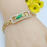 Bracelets - 14K Gold Plated. Saint Jude. San Judas. Green Details.