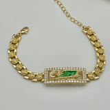 Bracelets - 14K Gold Plated. Saint Jude. San Judas. Green Details.