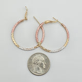 Earrings - 18K Gold Plated. Tri Color Hoops *Premium Q*