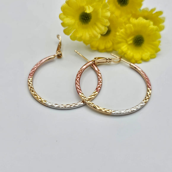 Earrings - 18K Gold Plated. Tri Color Hoops *Premium Q*