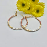 Earrings - 18K Gold Plated. Tri Color Hoops *Premium Q*