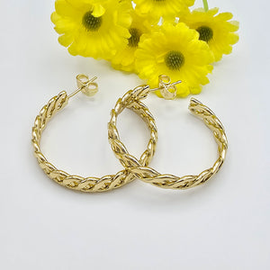 Earrings - 14K Gold Plated. Filigree Hoops. 1.35 D. *Premium Q*