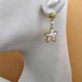 Earrings - 14K Gold Plated. Starfish Shell Long Earrings. *Premium Q*