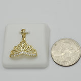 Pendants - 14K Gold Plated. Crown with crystals. *Premium Q*