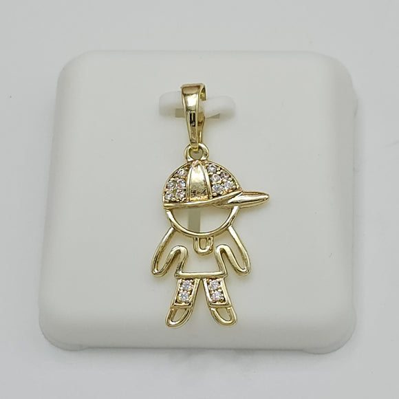 Pendants - 14K Gold Plated. Boy with Cap. *Premium Q*