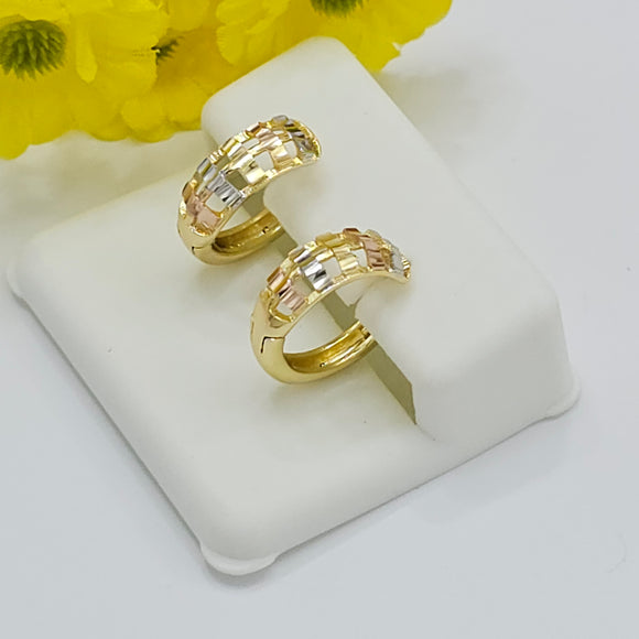 Earrings - Tri Color Gold Plated.  15mm Hoops. *Premium Q*